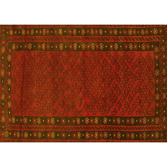 Ahgly Company Machine Washable Indoor Rectangle Southwestern Yellow Country Area Rugs, 5' x 7'