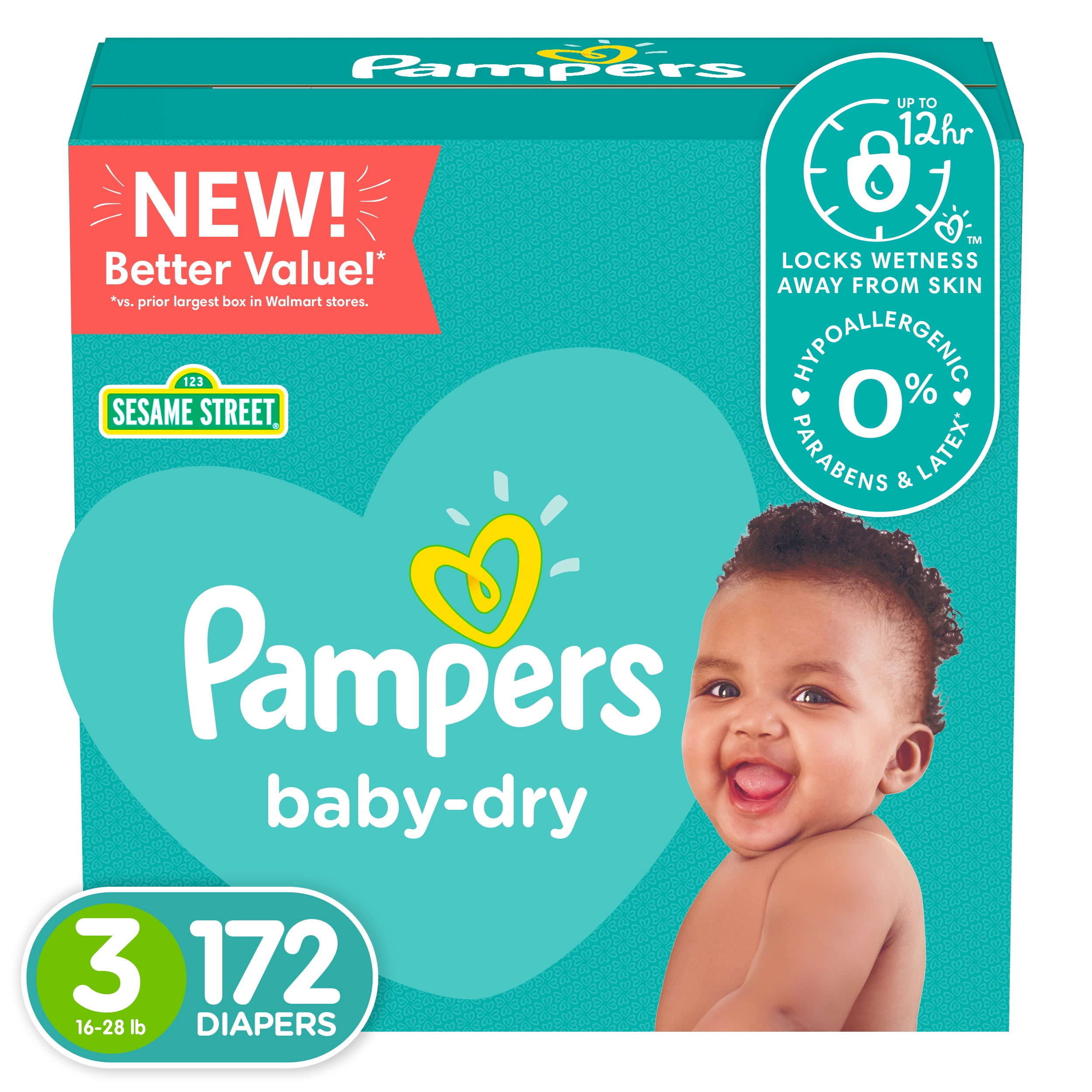 klei Oefening pasta Pampers Baby-Dry Extra Protection Diapers, Size 3, 172 Count - Walmart.com