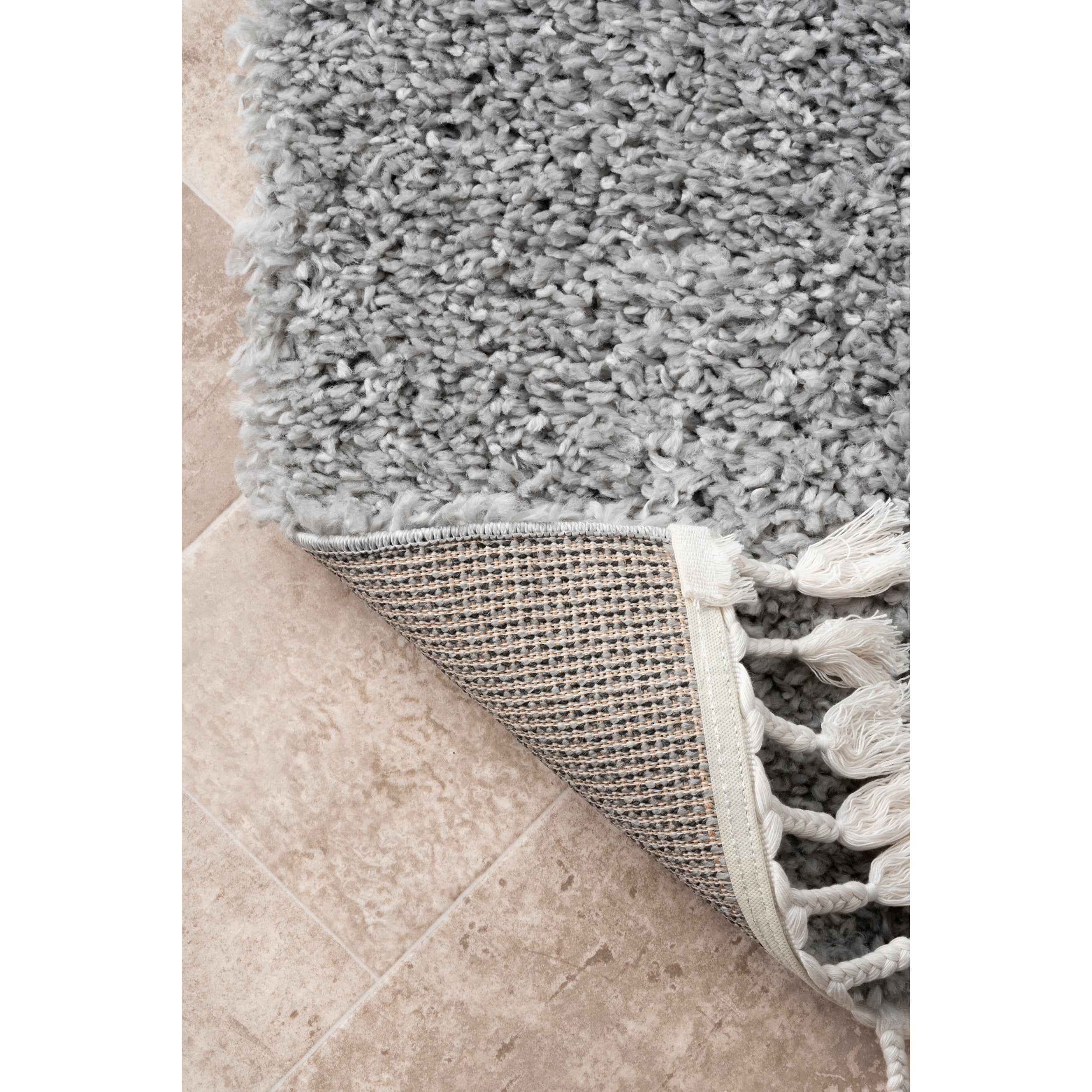 nuLOOM Neva Modern Tasseled Shag Grey 6' 7" x 9' Modern Area Rug