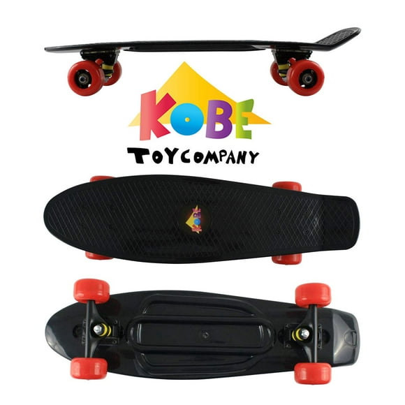 KOBE PENNY SKATEBOARD - 27" Deck - Retro Mini Cruiser - Waffle Surface - for Kids and Adults - Black