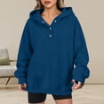thumbnail image 3 of DISKEBUISS Women's Henley Button Pullover Hoodie Raglan Long Sleeve Fleece Sweatshirt with Pockets Casual Fall Winter Tops, 3 of 6