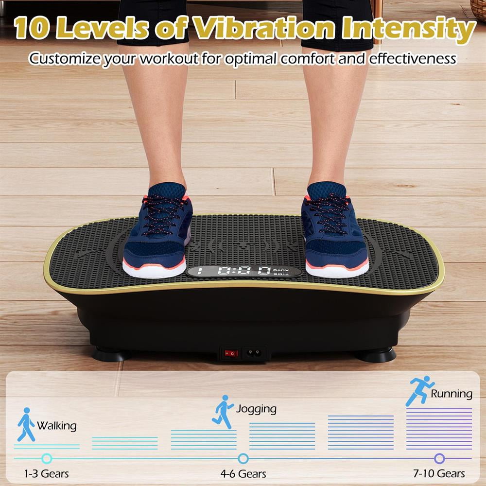 Topcobe Vibration Plate Exercise Machine for Lymphatic Drainage and Weight Loss with 10 Speed Intensities, Indoor Sports Equipment-Black