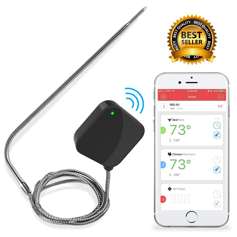 NutriChef Bluetooth Wireless BBQ Hassle-Free Thermometer Smart Temp Monitoring 