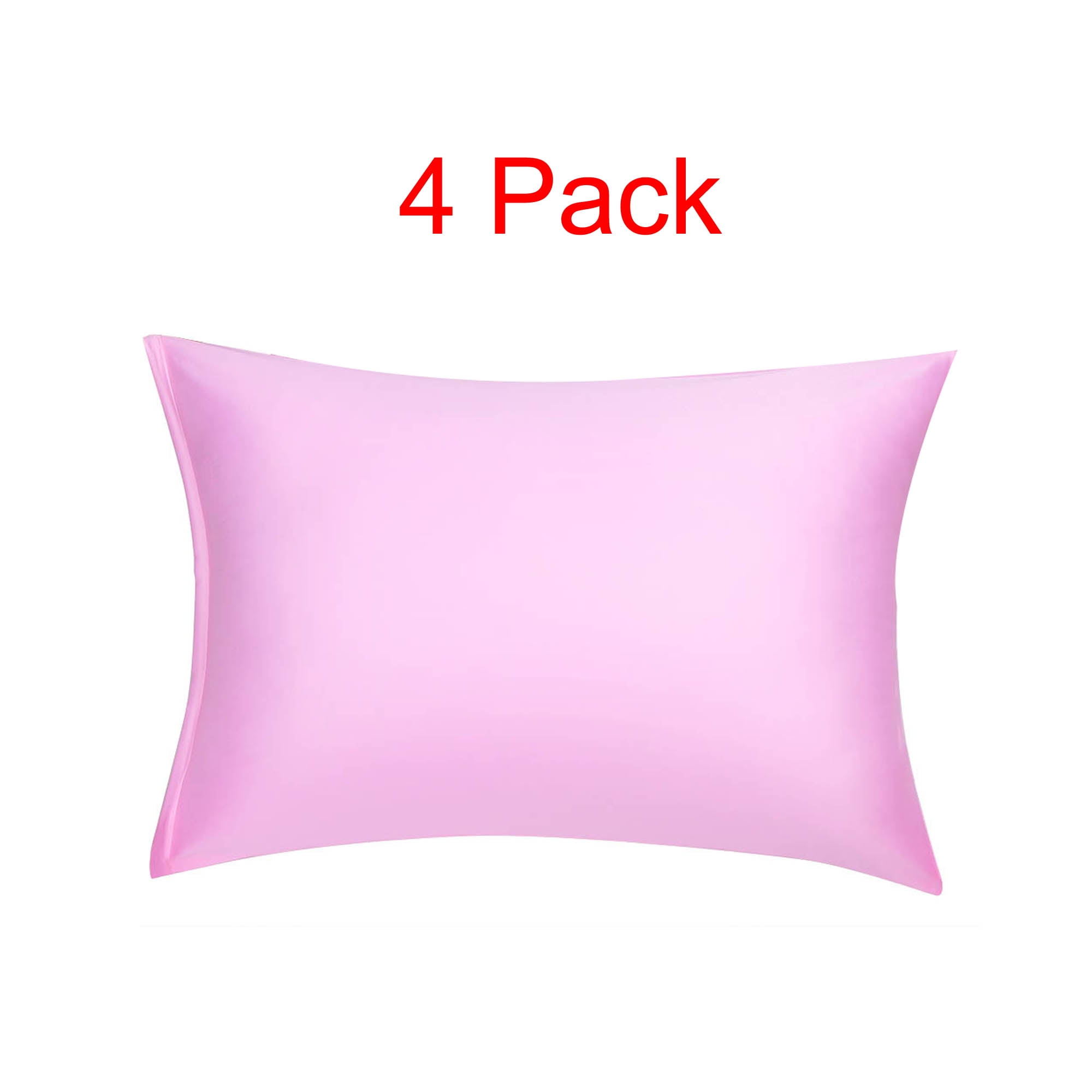 4PCS Luxury Silky Satin Pillowcases for Hair and Skin, Pillow Cases Covers for Women Pink Queen