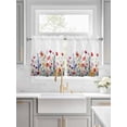 thumbnail image 2 of Half Window Curtains 24 Inches Long, Pastoral Spring Floral Window Treatment Curtain Drapes, Elegant Summer Flower Botanical Short Curtains Tiers for Kitchen Over Sink, 27.5"x24", 2 Panels, 2 of 7