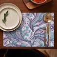 thumbnail image 5 of Purple and Teal Paisley and Floral Pattern Summer Placemats Table Placemats Set Of 4-Linen Kitchen Washable Placemats Table Mats 11.8"x17.7" Non-Slip Heat Resistant, 5 of 6