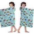 thumbnail image 4 of Cartoon Construction Vehicles Cranes Blue Pattern Hooded Bath Towel，50"x30" for Ages 3 To 12 Kids, Quick Dry Lightweight Soft Microfiber Hood Beach Towel Cover Up for Kids, 4 of 7