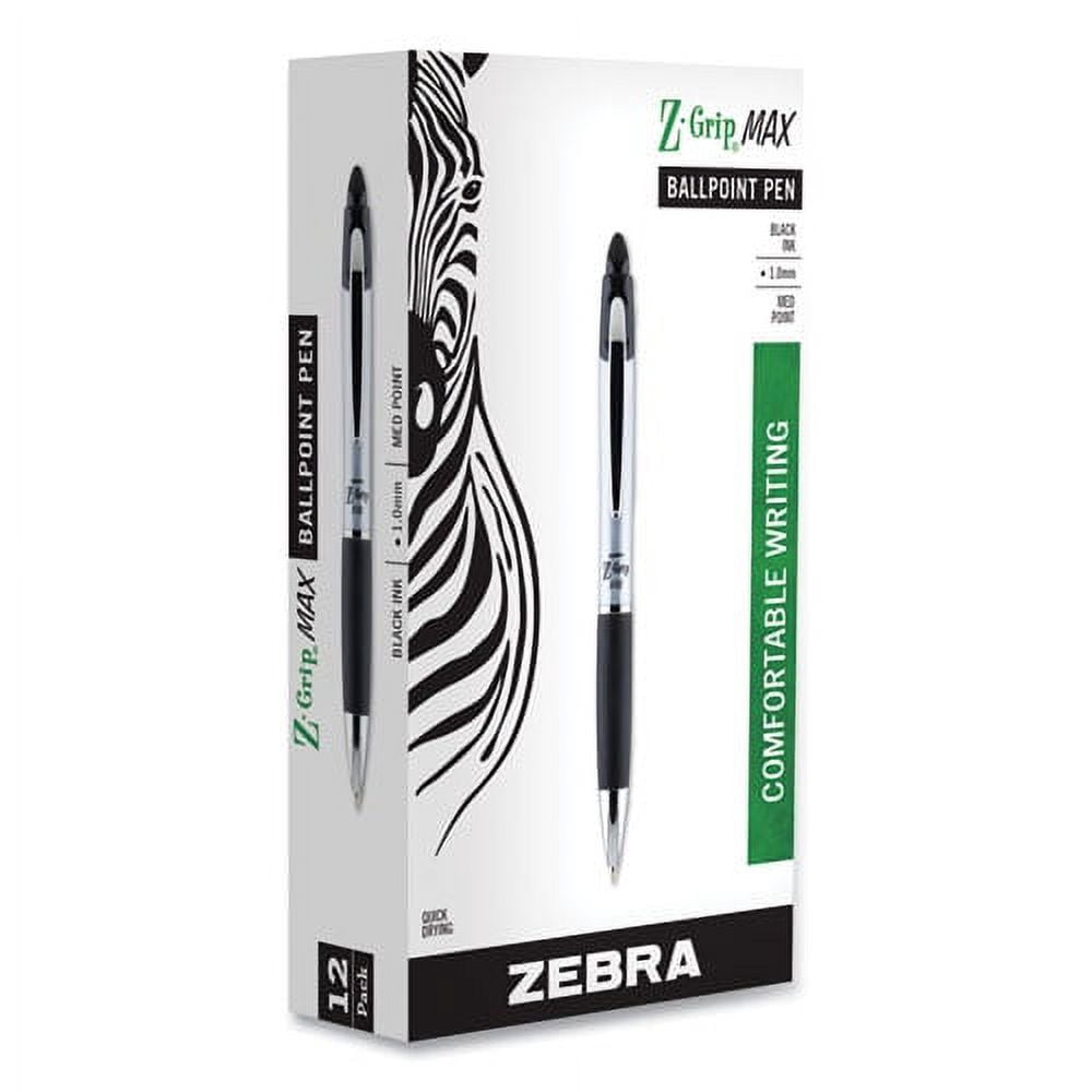 Z-Grip Max Ballpoint Pen Retractable Medium 1 mm Black Ink Silver Barrel 12/Pack | Bundle of 2 Dozen