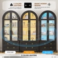 thumbnail image 4 of VKCC 70.8" Storage Cabinet with LED, Arched Glass Door & Drawers, Vintage Curio Display Bookcase for Living Room, Black & Brown, 4 of 8