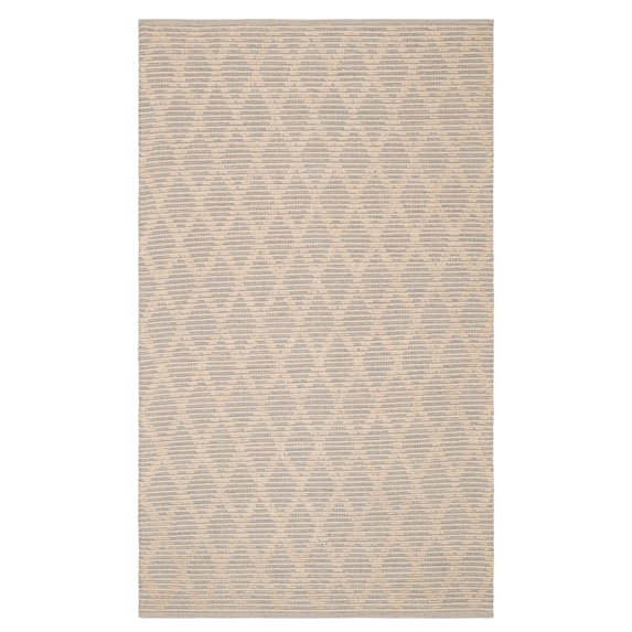 Textured Diamond Grey/Ivory Handwoven Cotton Rug, 6' x 9'