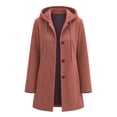 thumbnail image 5 of Jovrlynd Womens Trench Coat Long Sleeve Button Suede Winter Hooded Overcoats Trendy Long Jacket with Pockets, S-2XL, 5 of 7