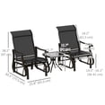 thumbnail image 2 of 3PCs Black Gliding Rocking Chair Set with Bistro Table for Patio, Garden & Balcony - Outdoor Seating with Mesh Fabric & Steel Frame - 38.2" H, 2 of 7