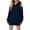 Navy, variant on Womens Hooded Sweatshirt Drop Sleeve Soft Comfort Relaxed Fit Front Pocket Y2K Street for Casual Wear Pink,L