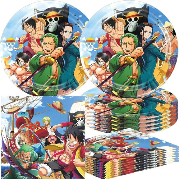 40Pcs One Piece Party Supplies include 20 plates, 20 napkins for One Piece birthday party Decoration