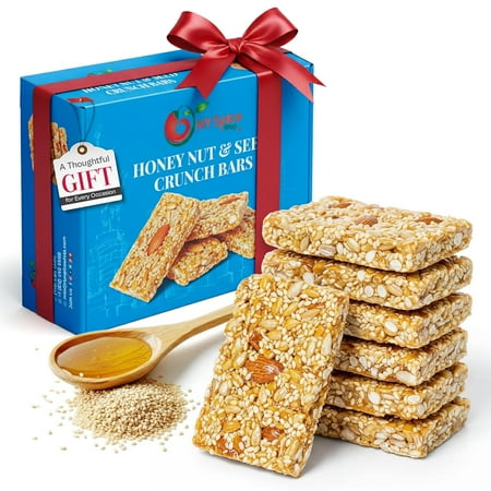 NY SPICE SHOP Honey Nut and Seed Crunch Bars – 1 Pound - Honey Sesame Nut & Seed Snaps Brittle Crunch Candy – Decadent Snack Protein Bars – Great Gift Box for Thanksgiving, Christmas, Holiday Season
