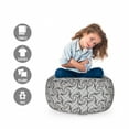 thumbnail image 2 of Geometric Storage Toy Bag Chair, Monochrome Twirly Spiral Tiles Twisting Vortex Swirly Stripes Minimalist, Stuffed Animal Organizer Washable Bag, Small Size, Charcoal Grey White, by Ambesonne, 2 of 3