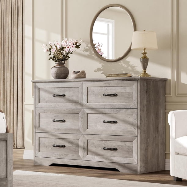 6 cajones cómoda para dormitorio chest (gris)