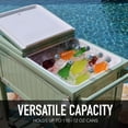 thumbnail image 4 of Permasteel 80-Qt Antique Outdoor Steel Patio Cooler on Wheels, Rolling Cooler Cart, Wooden Teak Style, Sage, 4 of 11