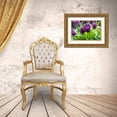 thumbnail image 3 of Jenny Rainbow Fine Art 14x11 Gold Ornate Wood Framed with Double Matting Museum Art Print Titled - Purple Tulips in Rain, 3 of 4