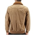 thumbnail image 2 of Men’s Classic Two Tone Cotton Sherpa Lined Zip Up Flight Pilot Bomber Jacket (Khaki, L), 2 of 3