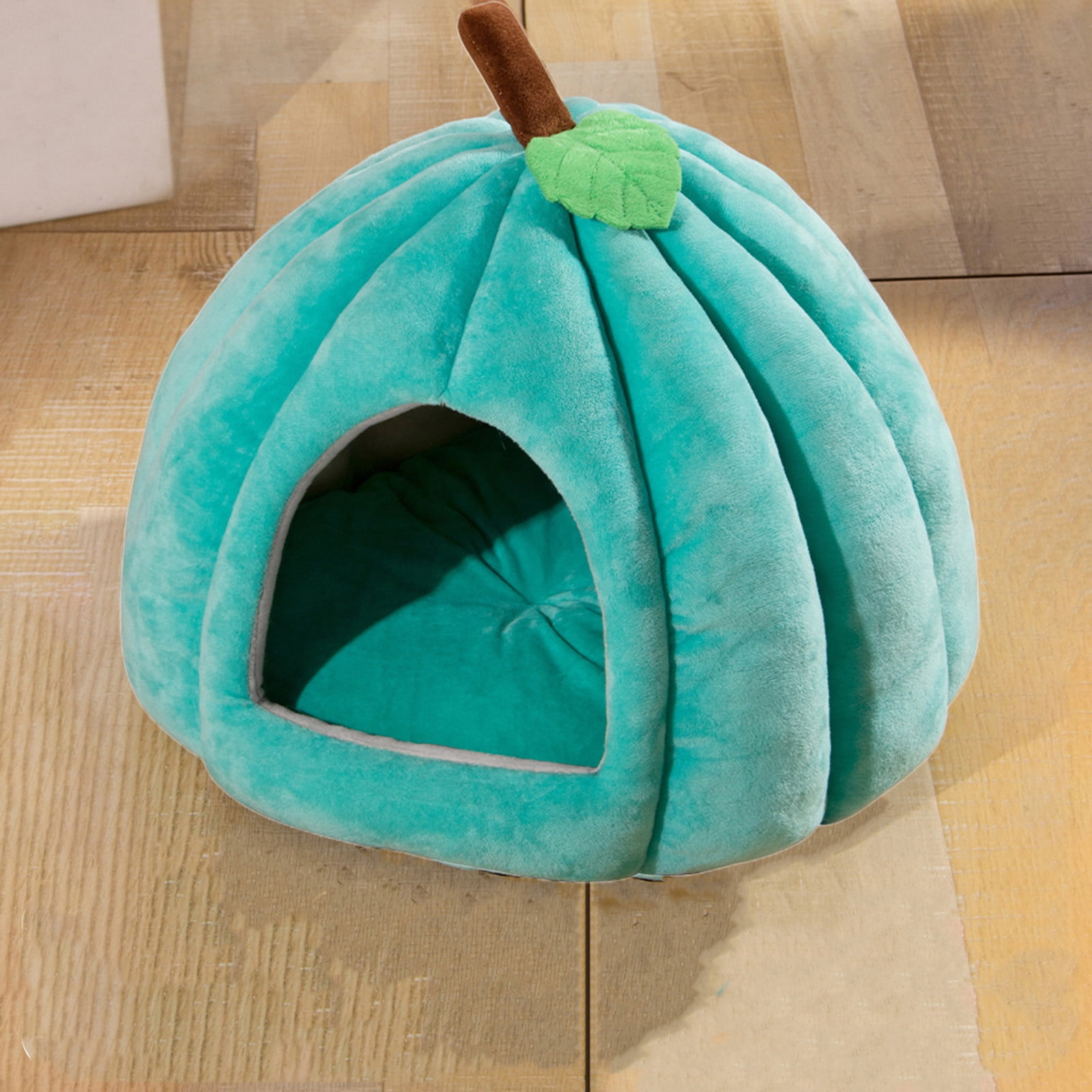 Cute Cat Bed for Indoor Cats, Pumpkin Style Cat Cave Bed Pet Tent Cat House with Removable Cushion Pillow, Soft Semi-Closed Pumpkin Shape Pet Bed for Small, Medium Dogs and Cats