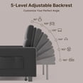 thumbnail image 4 of 51.2" 3-in-1 Convertible Loveseat Sleeper: Pull-Out Futon Sofa Bed with Adjustable Backrest & Side Pocket for Living Room, Office, Apartment - Light Grey, 4 of 10