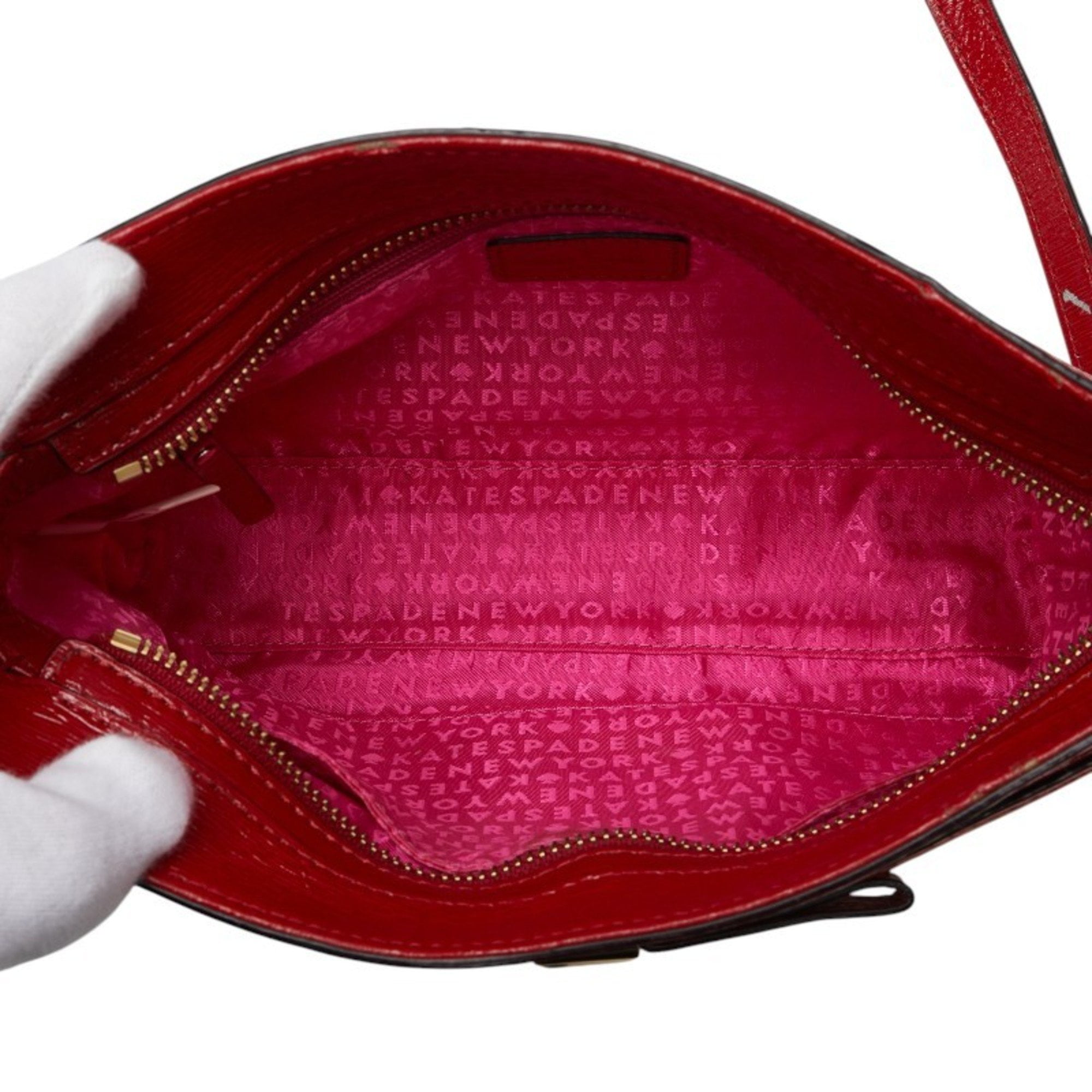 Pre-Owned Kate Spade Ribbon Crossbody Chain Shoulder Bag in Red Enamel, Women's