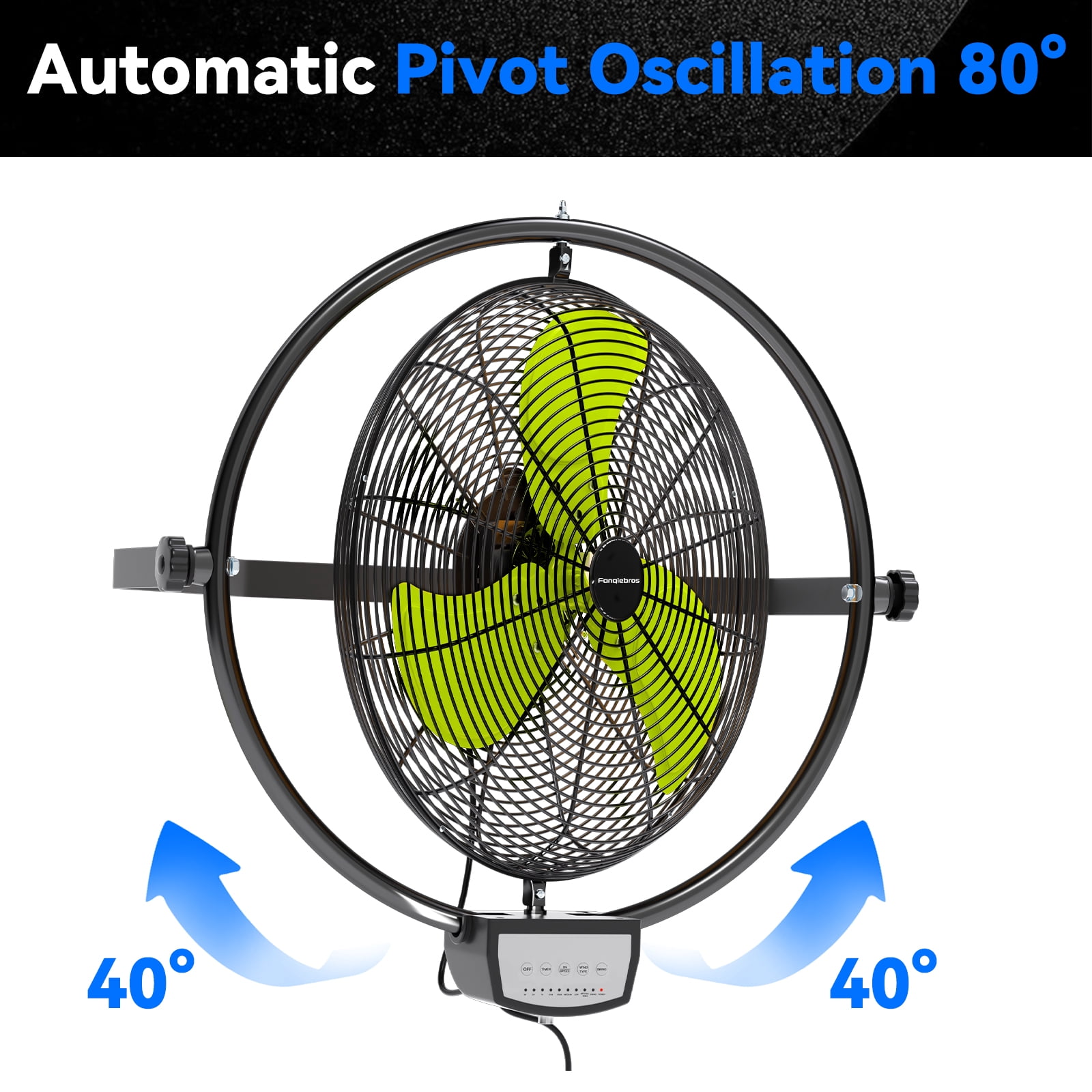 20 IN 5000 CFM Remote Control Wall Mount Fan, 3 Speed Industrial Wall Fan with Timer, Oscillation & Tilting, Air Circulator for Garage, Commercial, Greenhouse, Warehouse & Gazebo Use, UL Listed