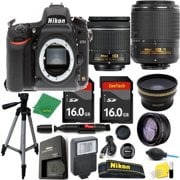 Great Value Ensemble des Fêtes pour D750 avec AFP 18-55 mm + VRII 55-200 + Trépied + 2 Cartes Mémoire 16 Go + Grand-Angle + Téléobjectif + Lecteur + Stylet à Objectif + Flash