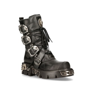 NEW ROCK 407-S1 Silver Cross BOOTS Black Leather Gothic Punk Biker