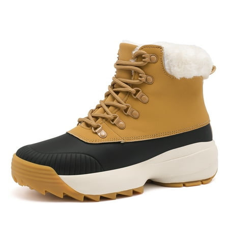 ulogu Women s Winter Snow Boots Ankle Booties Non Slip Winter Shoes Outdoor Winter Boots for Women Waterproof Snow Shoes (Women Size 7.5  Brown)