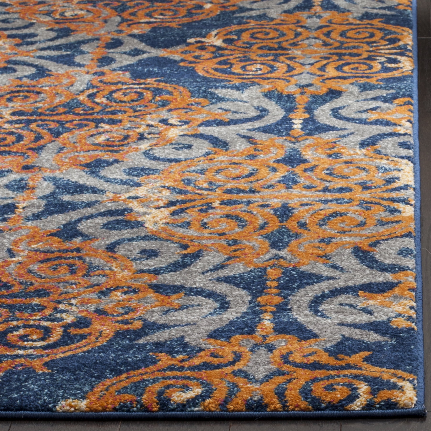 SAFAVIEH Evoke Keith Damask Area Rug, Blue/Orange, 3' x 5'