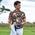thumbnail image 6 of Balery Rose Flowers Printed Men’s Short Sleeve Polo Shirt, Midweight Men's Shirt,Golf Polo shirts -X-Large, 6 of 9