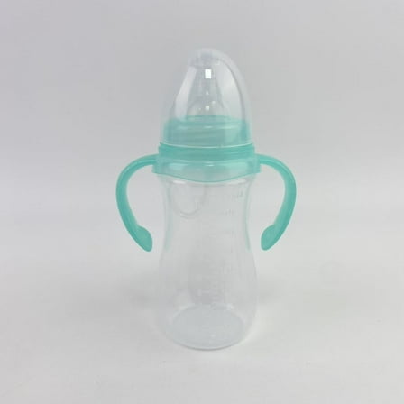 UPMASSAGE Babies' bottles,Baby Bottle with Natural Response Nipple, Wide Neck Baby Bottles with Handle, Newborn Anti-Colic Baby Bottles Gift Set, Clear (8.8oz)