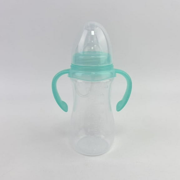 UPMASSAGE Babies' bottles,Baby Bottle with Natural Response Nipple, Wide Neck Baby Bottles with Handle, Newborn Anti-Colic Baby Bottles Gift Set, Clear (8.8oz)