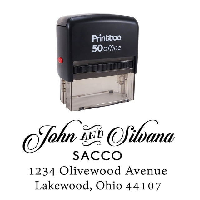 Printtoo Personalized Self Inking Stationary Rubber Stamp Return Address Wedding Invitation