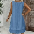 thumbnail image 6 of Elvqul Womens Trendy Dresses Plus Size Max Gown Crew Neck Formal Solid Pleated Rompers for Girl Khaki, 6 of 6
