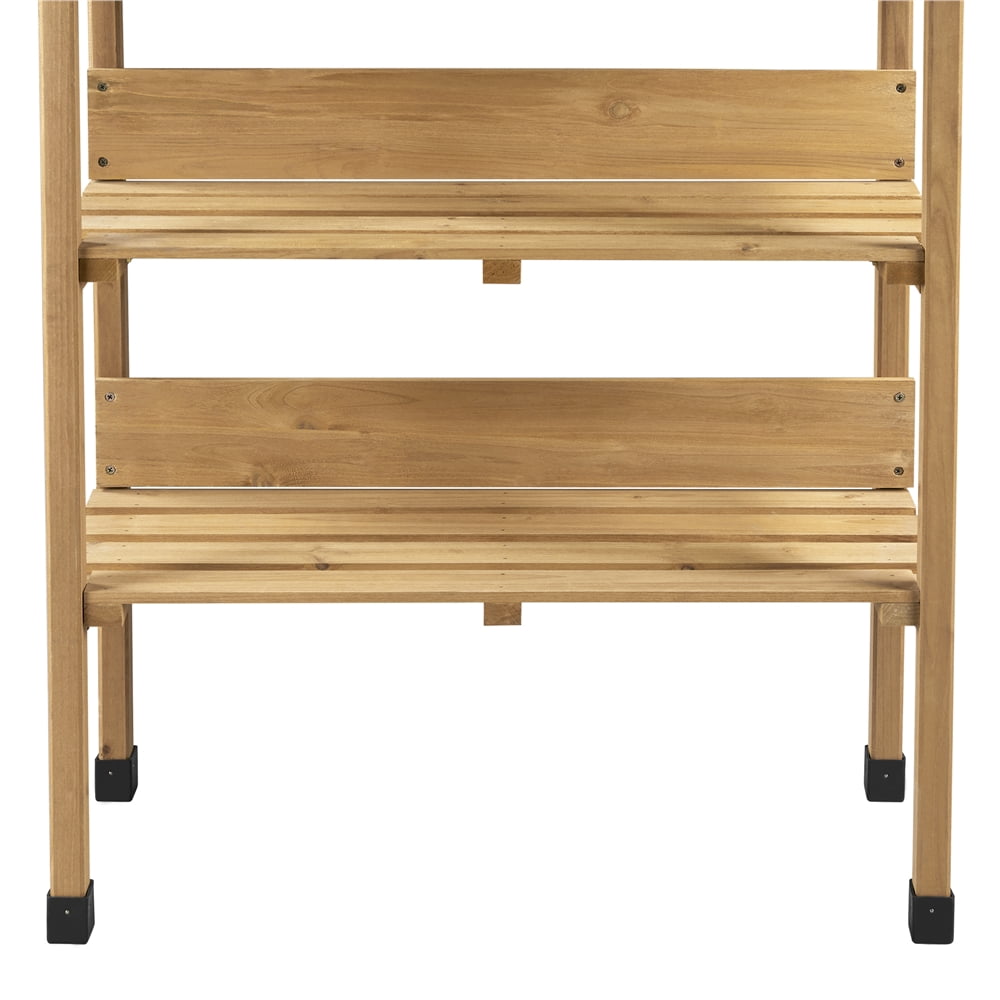 Renwick Outdoor Potting Bench Table with Storage Shelf,Natural Wood