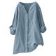 thumbnail image 2 of Neewe Womens Plain V Neck Button Down Shirts Long Sleeve Tops Casual Collared Blouses Loose Fit, 2 of 6