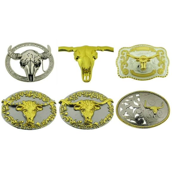 belt buckles lot 6 pieces Collection Men Vintage Bull Rodeo Western High Quality