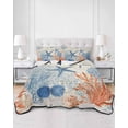 thumbnail image 2 of Quilts Twin Size Bedding Set, Navy Blue Coastal Lightweight Quilted Comforter, Nautical Summer Beach Ocean Coral Starfish Soft Bedspread Coverlet with Pillow Covers for All Season, 68" x 86", 2 of 7