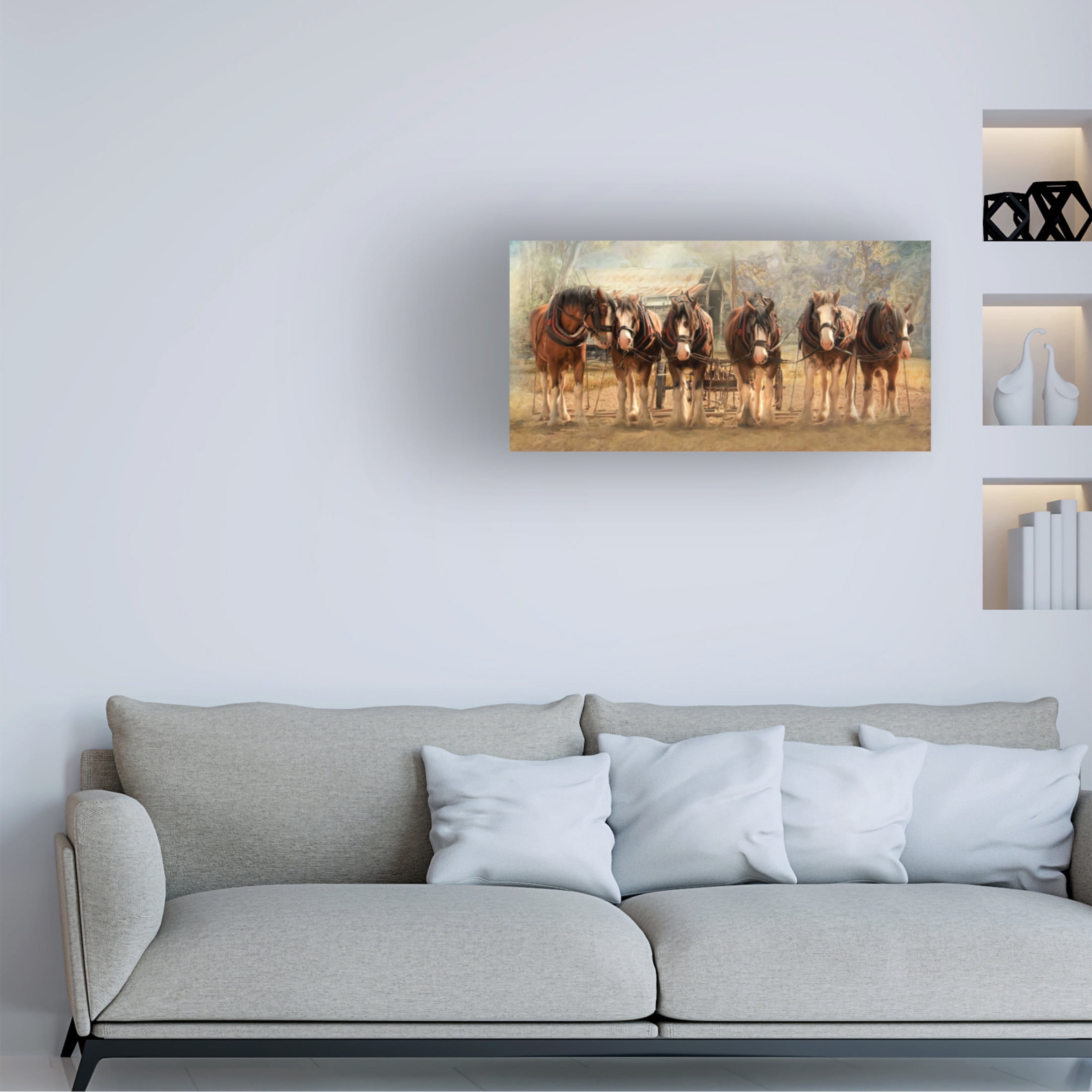 Canvas Wall Art - Trudi Simmonds 'Six On The Hitch' Wall Art for Living Room, Bedroom, or Office Décor by Trademark Fine Art - 24 x 12 Inches