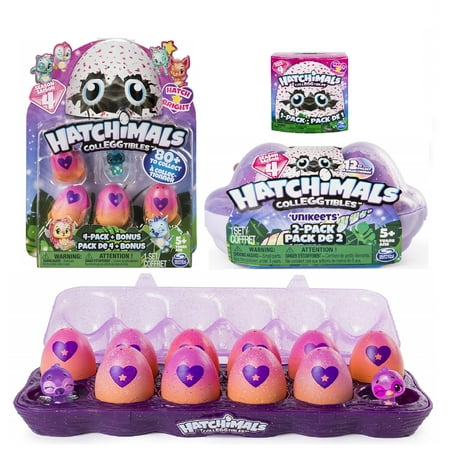 Hatchimals CollEGGtibles Season 4 Hatch Bright -12 Pack, 4-Pack, 2 Pack, and 1 Pack. (Styles and Colors May
