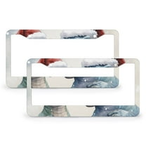 License Plate Frame Two Dinosaurs In The Snow With Santa Hats Car Accessories 2 Pack Cute Cartoon Dinosaur Quality Aluminum License Plate Cover Fits All Car