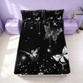 thumbnail image 4 of Homewish Glowing Butterfly Queen Sheets for Girls, Black White Queen Sheet Sets, 4-Piece (1 Flat Sheet, 1 Fitted Sheet and 2 Pillowcases), 4 of 6
