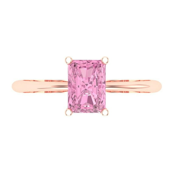 Clara Pucci 14K Rose Gold 1ct Pink Solitaire Ring for Women