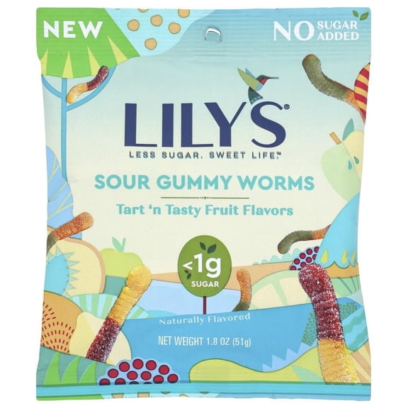 Lily's Sweets Tart & Tasty Gummy Worms Assorted Fruit - 1.8 oz Pack of 2
