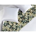 thumbnail image 2 of Abstract Bed Runner, Mosaic Inspired Pattern Tile Like Square Shapes Modern Trippy Design, Decorative Accent Bedding Scarf for Hotels Homes & Guest Rooms, King, Teal Khaki and Dark Grey, by Ambesonne, 2 of 3