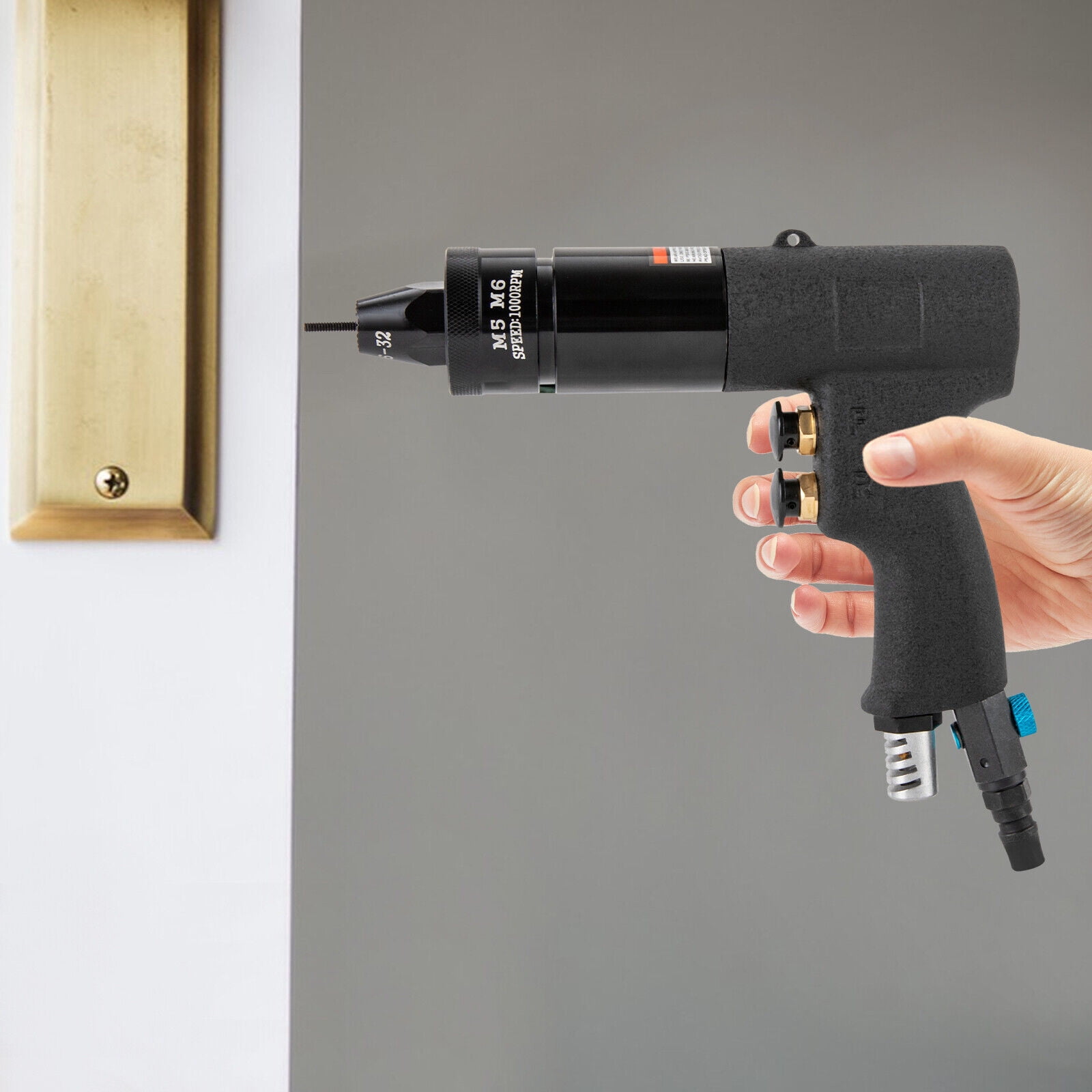 Miumaeov Pneumatic Rivet Nut Gun Air Rivnut Setting Gun Pro Riveting Machine w/10-24", 1/4", 5/16", 3/8" Gun Heads