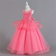 thumbnail image 5 of Durtebeua Girl Sleeveless Princess Pageant Dresses Kids Prom Ball Gown Hot Pink,150, 5 of 5
